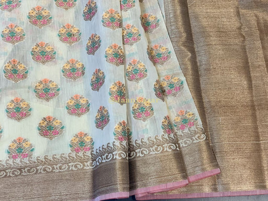 Beautiful Cotton Banarasi With Brocade Blouse Design
