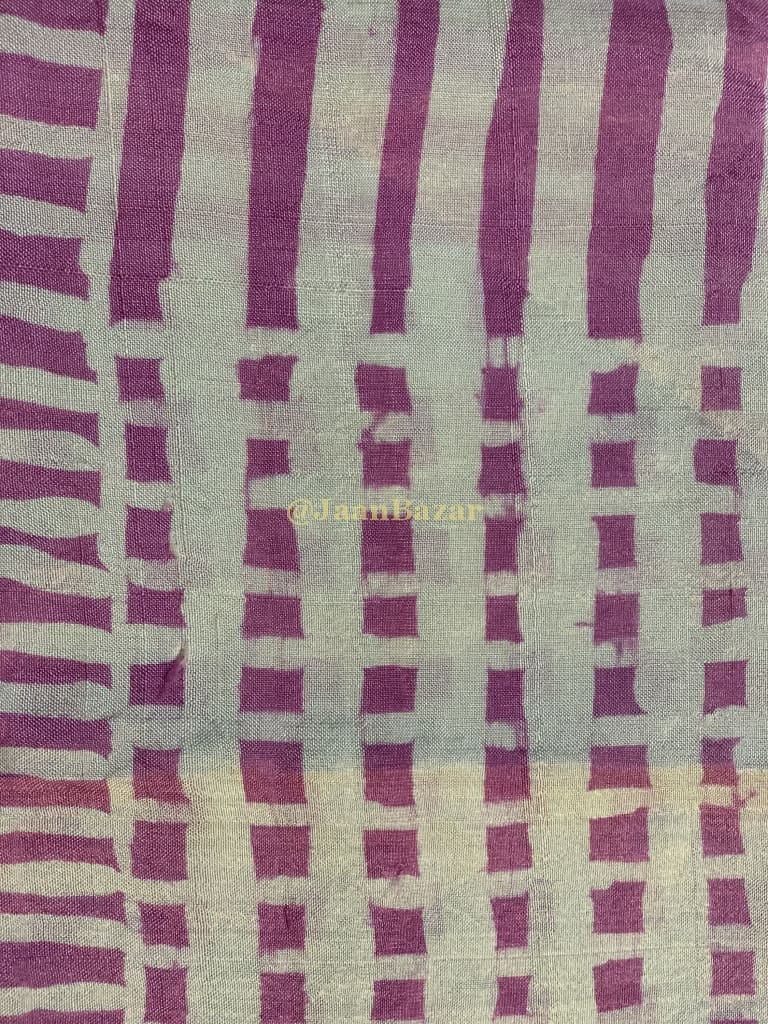 Beautiful White Pink Geometric Pattern Batik Silk Scarf