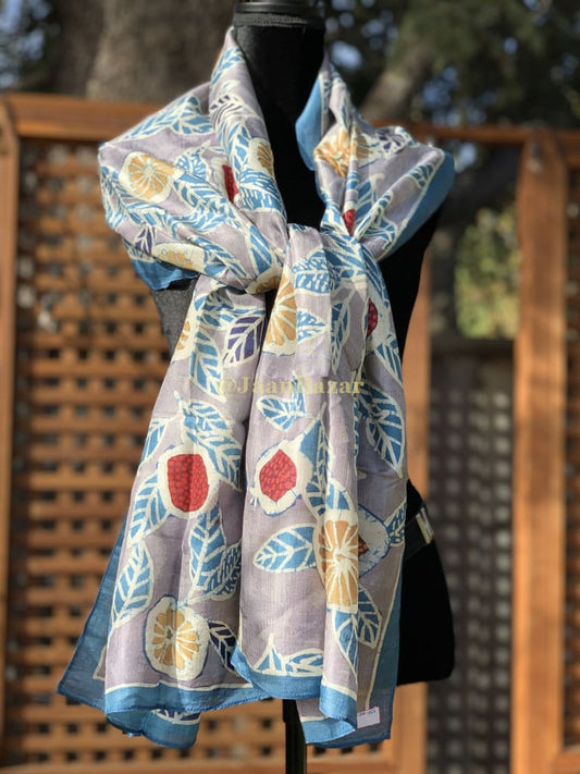 Grey And Blue Fruits In A Tree Scarf