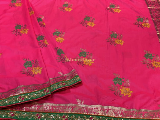 Hot Pink Munga Silk Banarasi