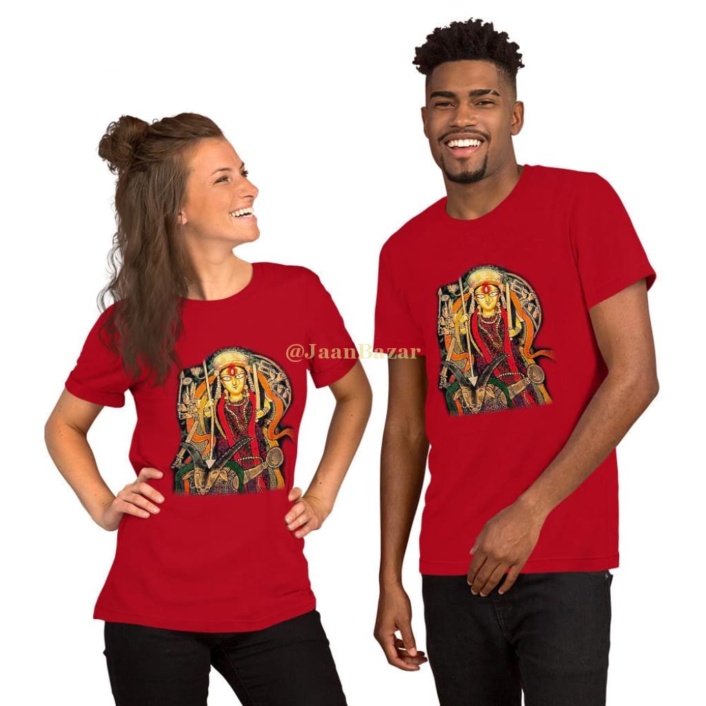 Maa Durga Short-Sleeve Unisex T-Shirt Red / S