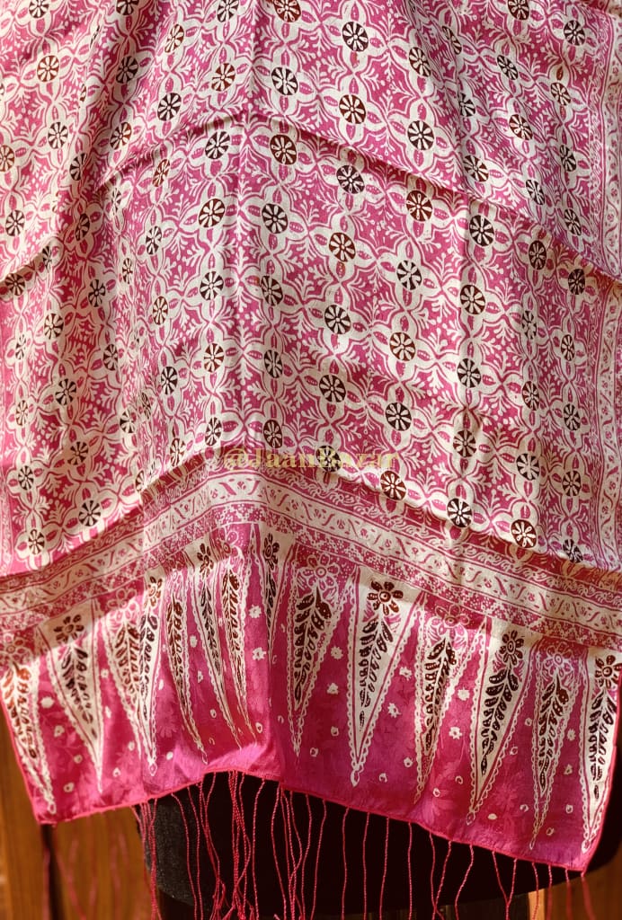 Pink Hand Painted Artisan Silk Scarf