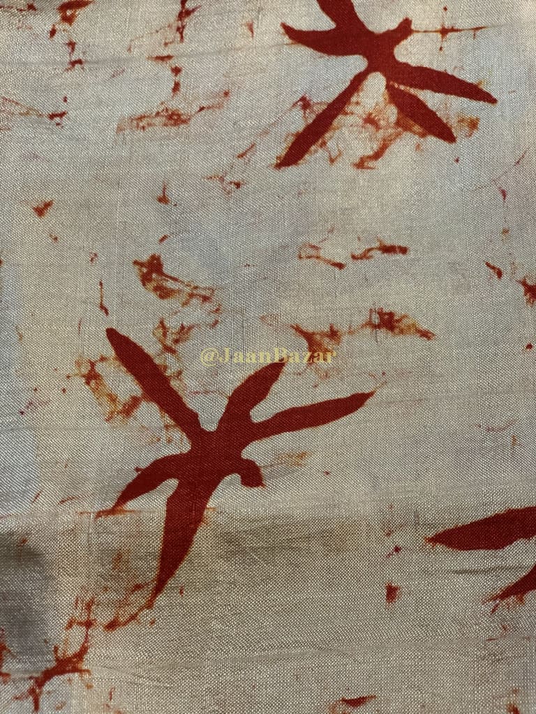 Red Dragonfly Design Batik Silk Scarf