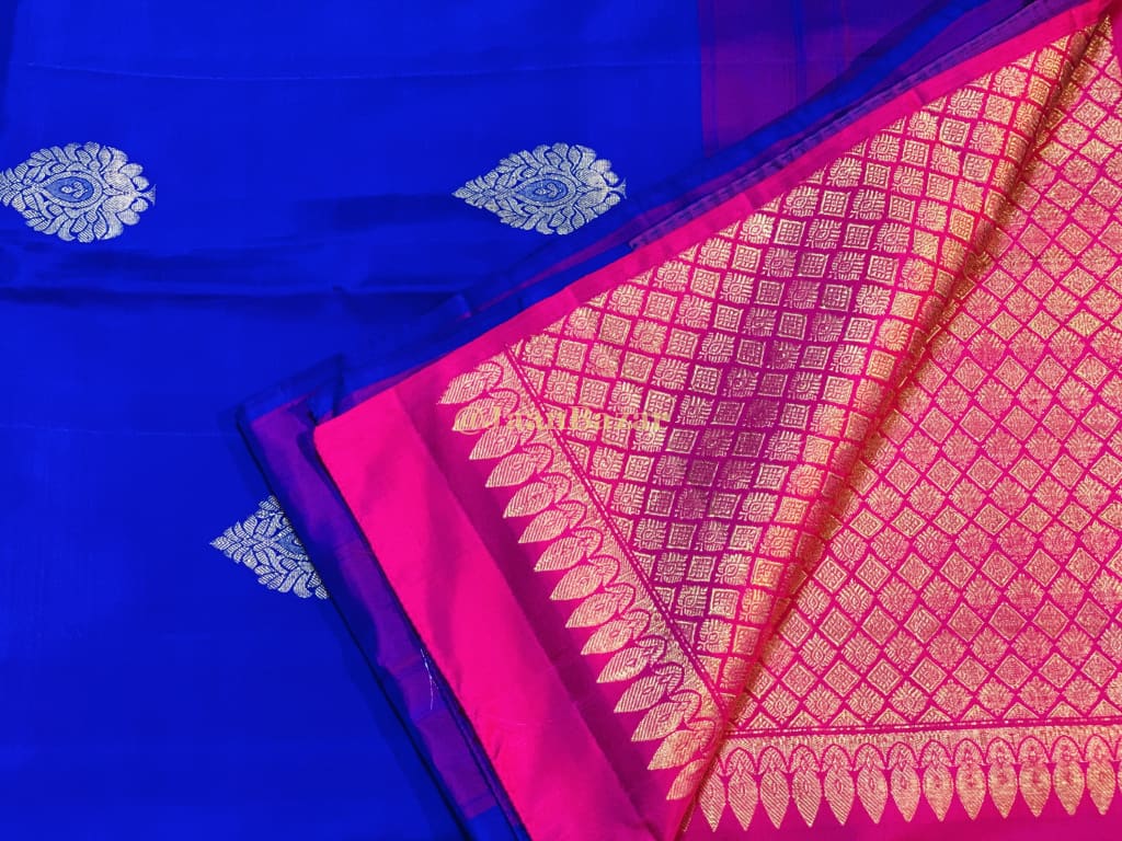 Royal Blue And Hot Pink Kanjivaram