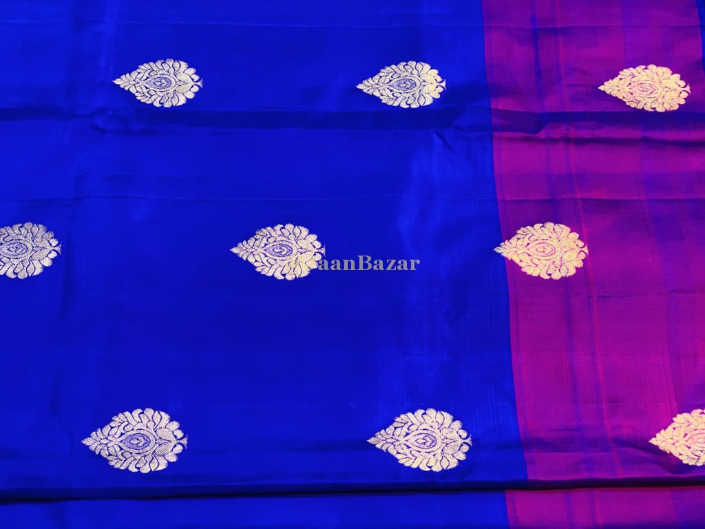 Royal Blue And Hot Pink Kanjivaram