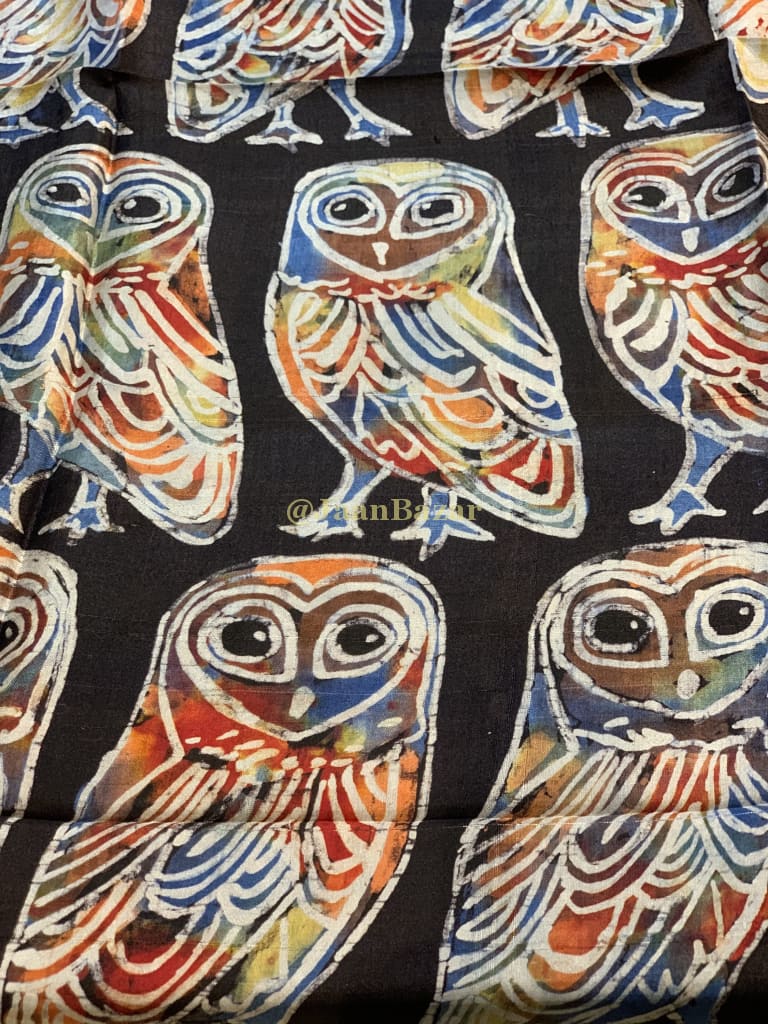 Vibrant Colorful Owl Silk Scarf